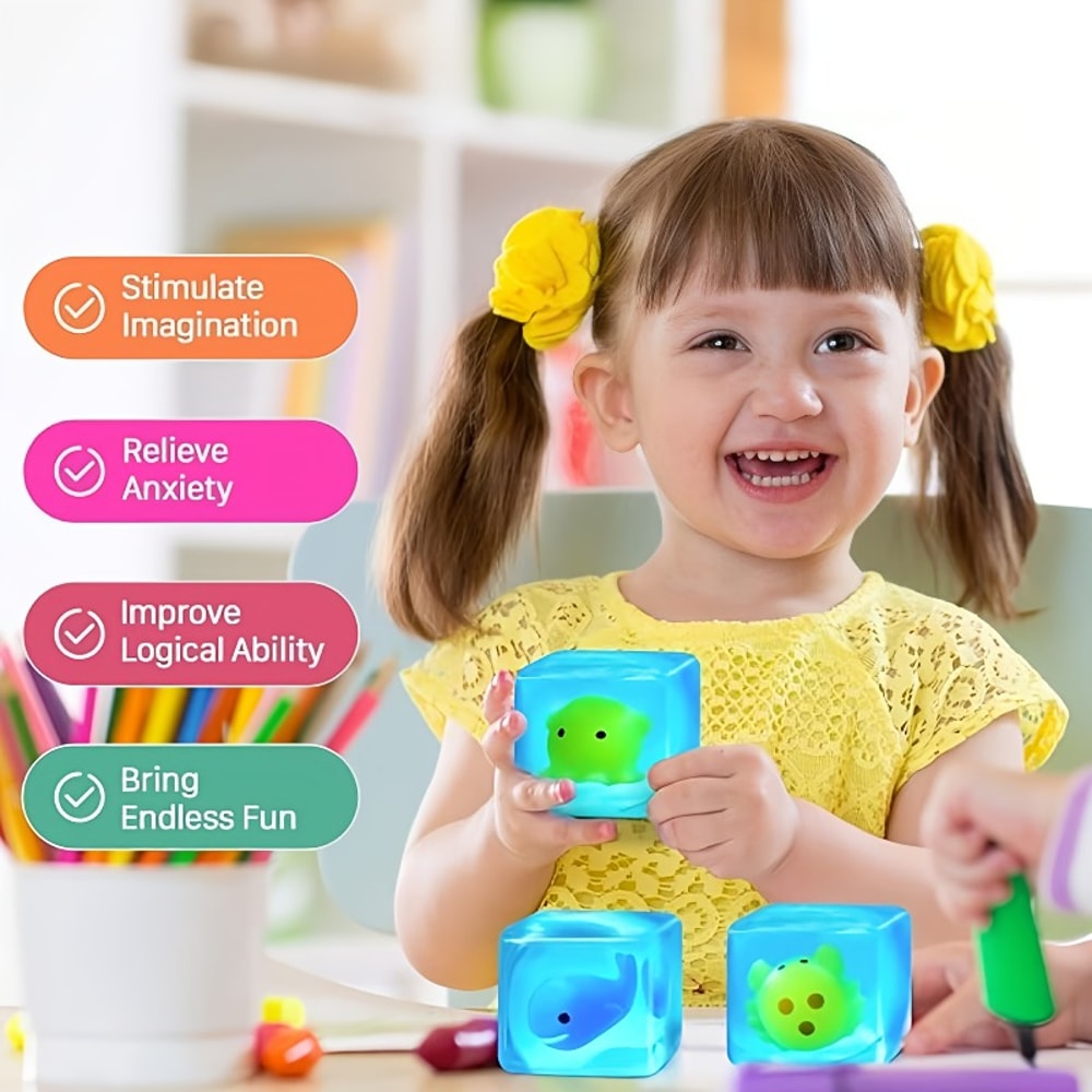 Super Soft Luminous Ice Cube Squeeze Toy StressRelieving Animal Fun 4