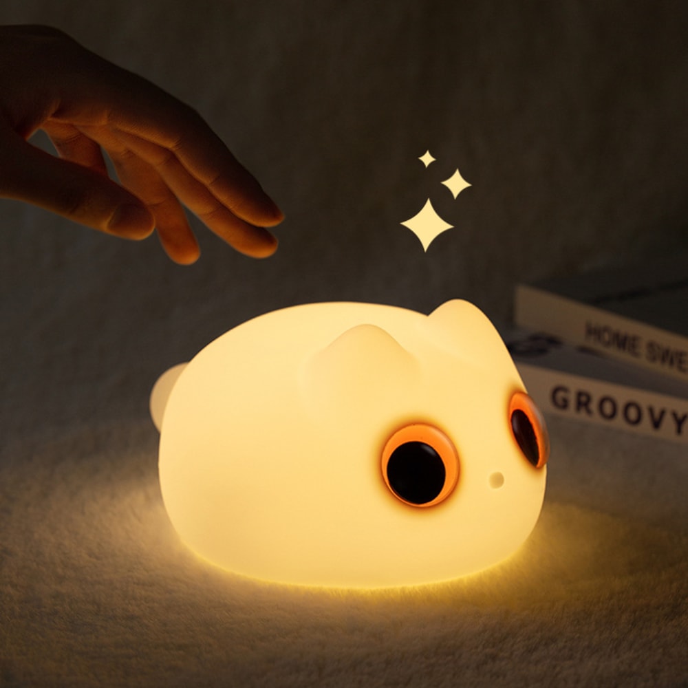 Cute Cat Silicone Night Light With Touch Control USB Rechargeable Adjustable Sleep Lamp For Room D 0
