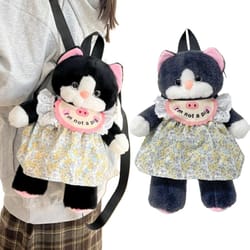cat plush backpack black cat plushie toy doll shoulder bag