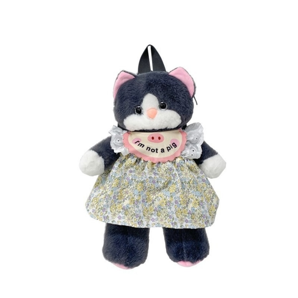 Cat Plush Backpack Black Cat Plushie Toy Doll Shoulder Bag 4