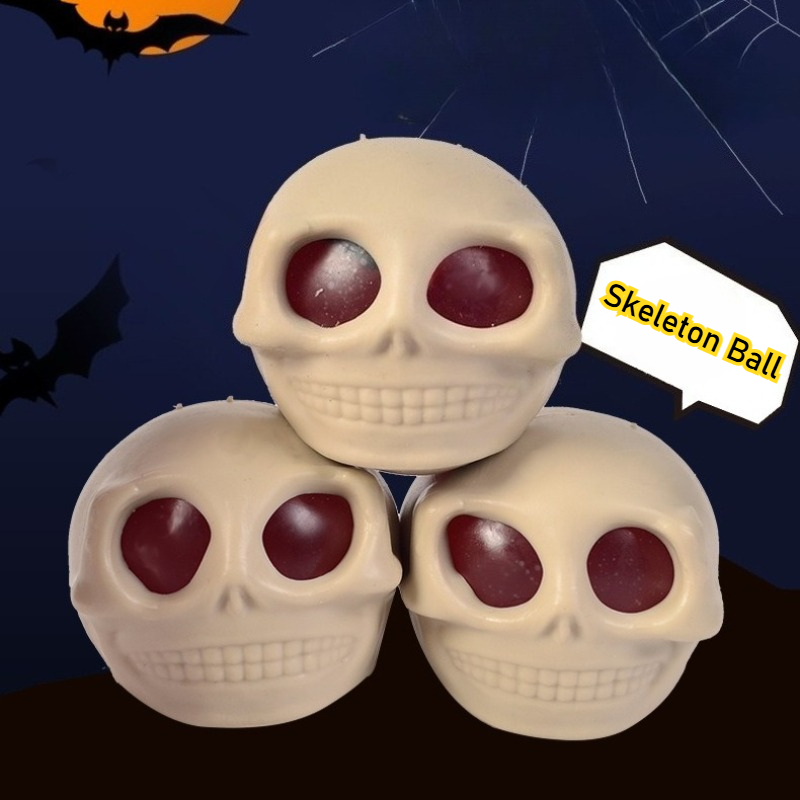 Skull Squeeze Sensory Stress Relief Ball TPR Squeeze Toy With Popping Eyes 1