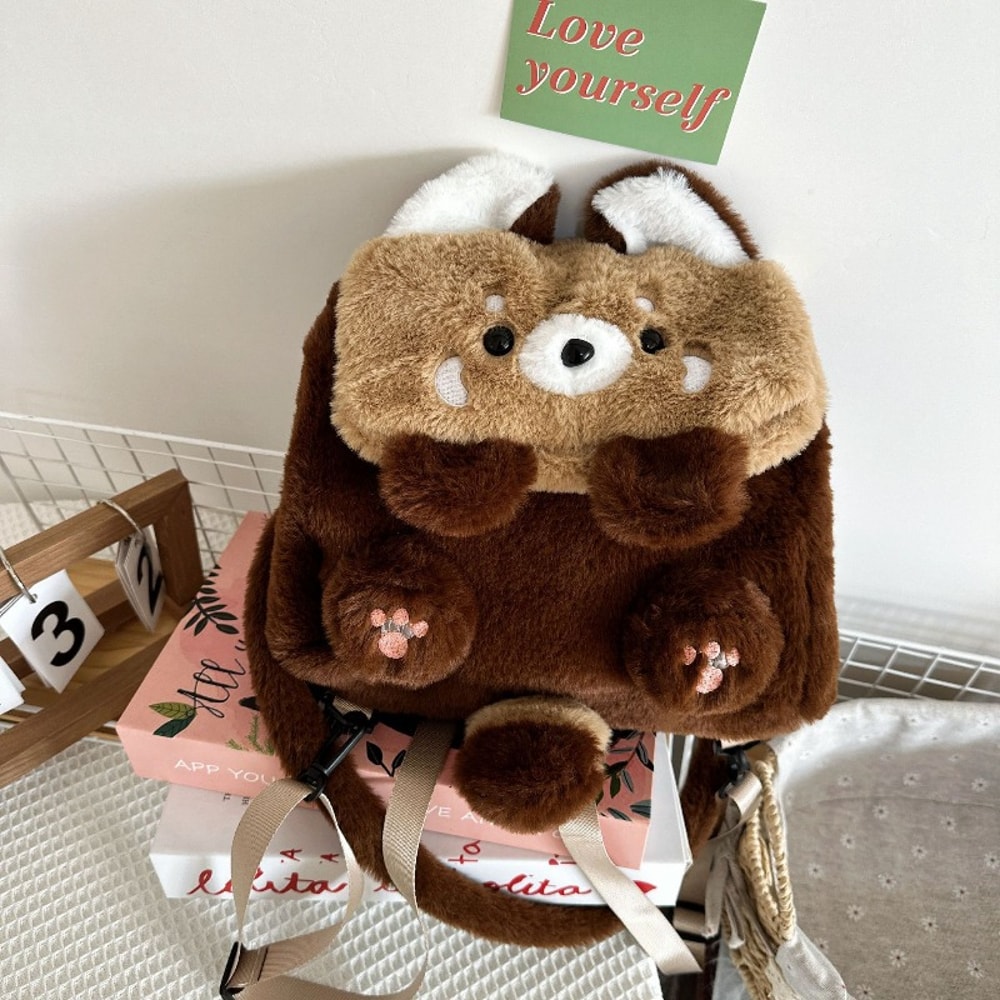 Cute Raccoon Plush Backpack With Detachable Shoulder Strap Soft Anime Girl Plushie Bag For Women 2