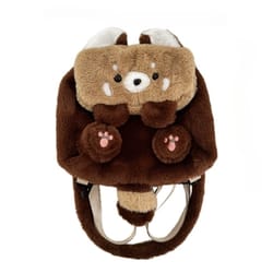 cute raccoon plush backpack with detachable shoulder strap soft anime girl plushie bag for women