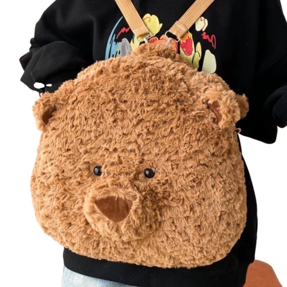 Cute Bear Plush Backpack Fluffy Plushie Toy Shoulder Bag Cartoon Crossbody Messenger Doll Ideal Bi 1