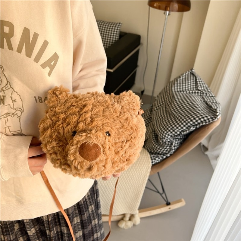 Cute Bear Plush Backpack Fluffy Plushie Toy Shoulder Bag Cartoon Crossbody Messenger Doll Ideal Bi 3