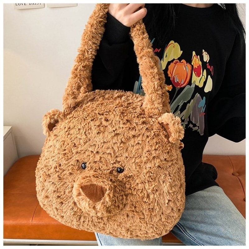 Cute Bear Plush Backpack Fluffy Plushie Toy Shoulder Bag Cartoon Crossbody Messenger Doll Ideal Bi 5