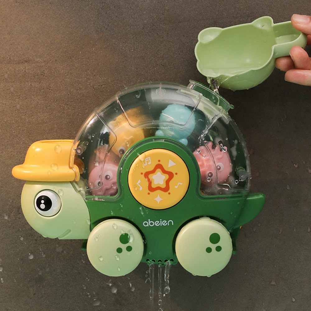 Kids Tortoise Waterwheel Bath Toy With Suction Cup Baby Toddler Bathroom Fun 1