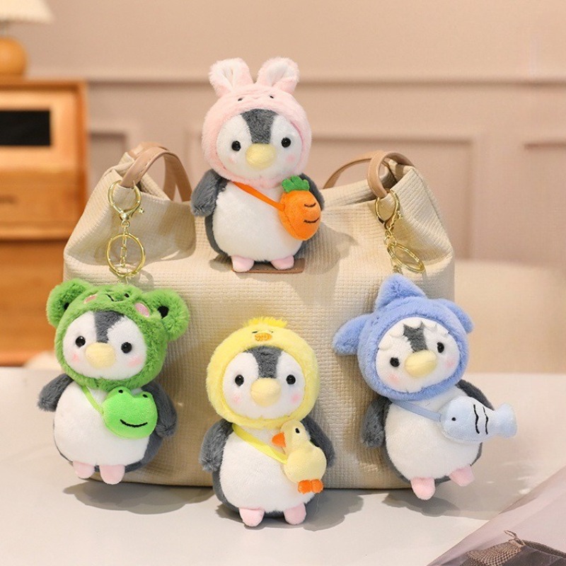 Cute Penguin Plush Keychain With Hats Super Soft Plushie Pendant Bag Ornament Ideal Gift For Couple 1