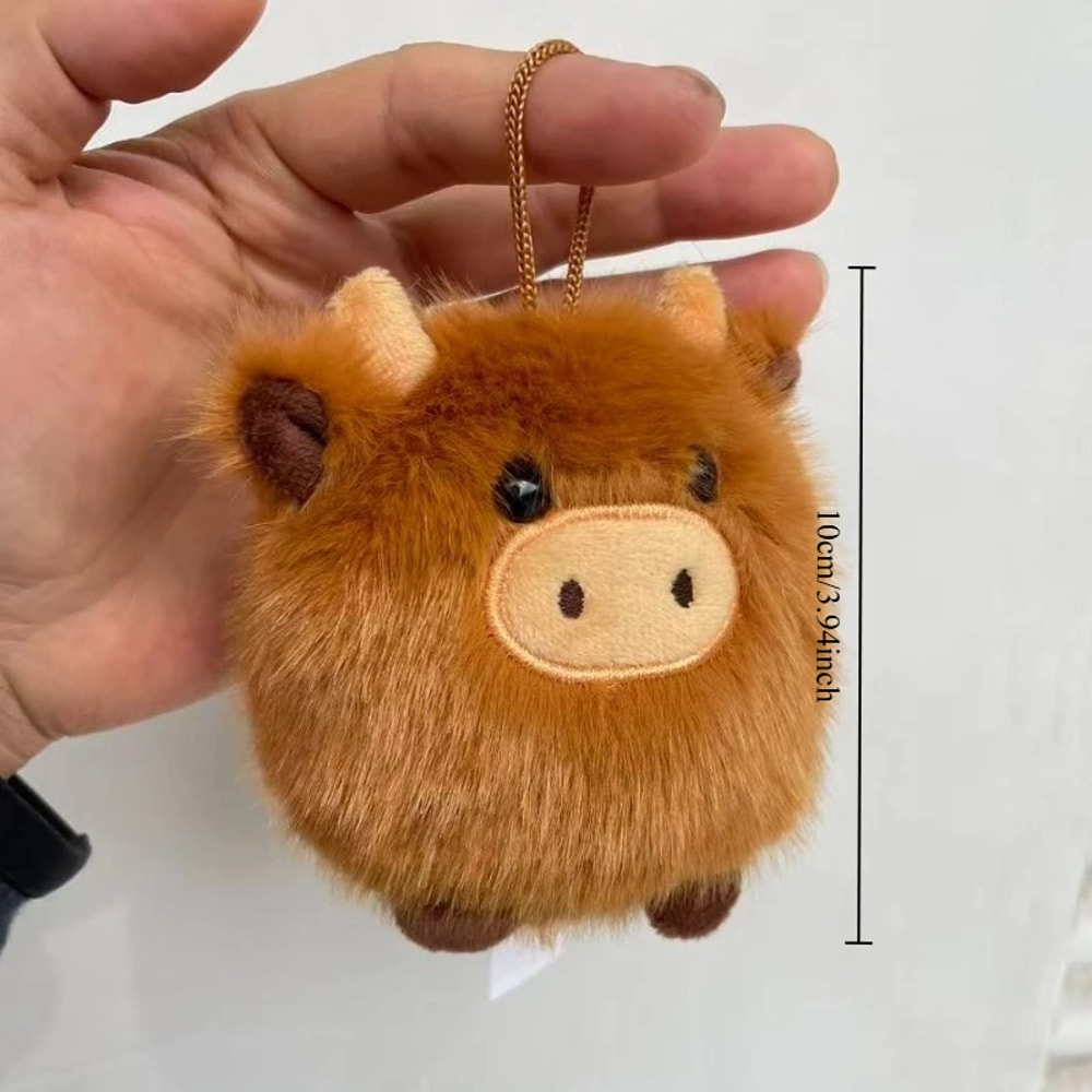 Highland Cow Plush Keychain Super Soft Bull Stuffed Animal Pendant For Car Bags And Birthday Gifts 6