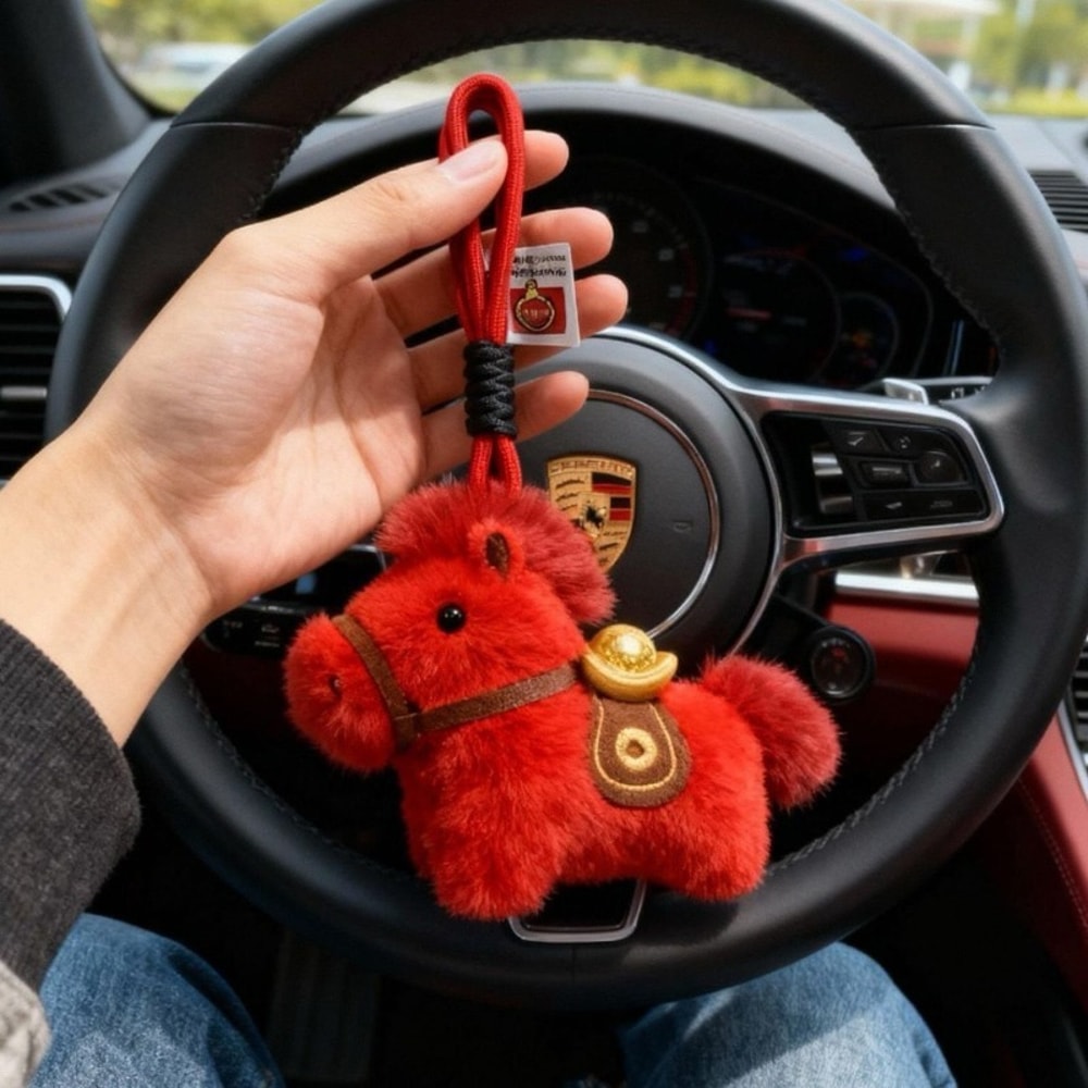 Cute Yuanbao Pony Plush Keychain Soft Chinese Mascot Plushie Pendant For Kids And Adults Knapsack D 1