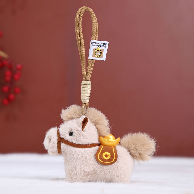 Cute Yuanbao Pony Plush Keychain Soft Chinese Mascot Plushie Pendant For Kids And Adults Knapsack D 6