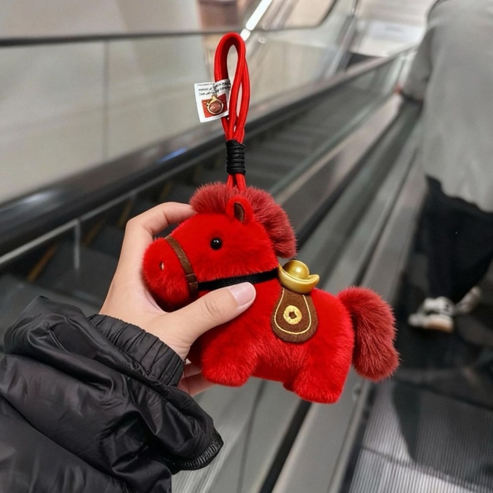 Cute Yuanbao Pony Plush Keychain Soft Chinese Mascot Plushie Pendant For Kids And Adults Knapsack D 4