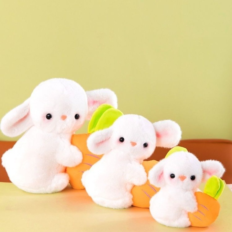 Cute Bunny Plush Toy With Carrot Fluffy Rabbit Sleeping Doll For Kids Room Decor Gift 2