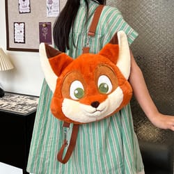 cute fox plush backpack bunny fashion plushie knapsack, animal sling bag for kids, versatile gift for children