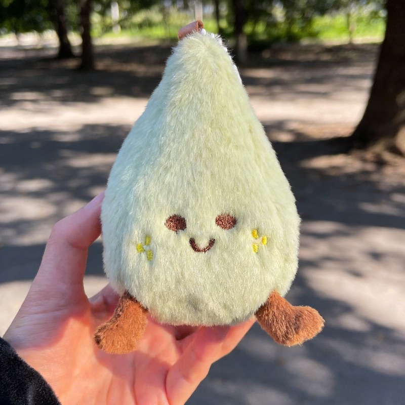 Fluffy Pear Plush Keychain Soft Stuffed Cartoon Fruit Doll Backpack Charm For Kids Adults 3