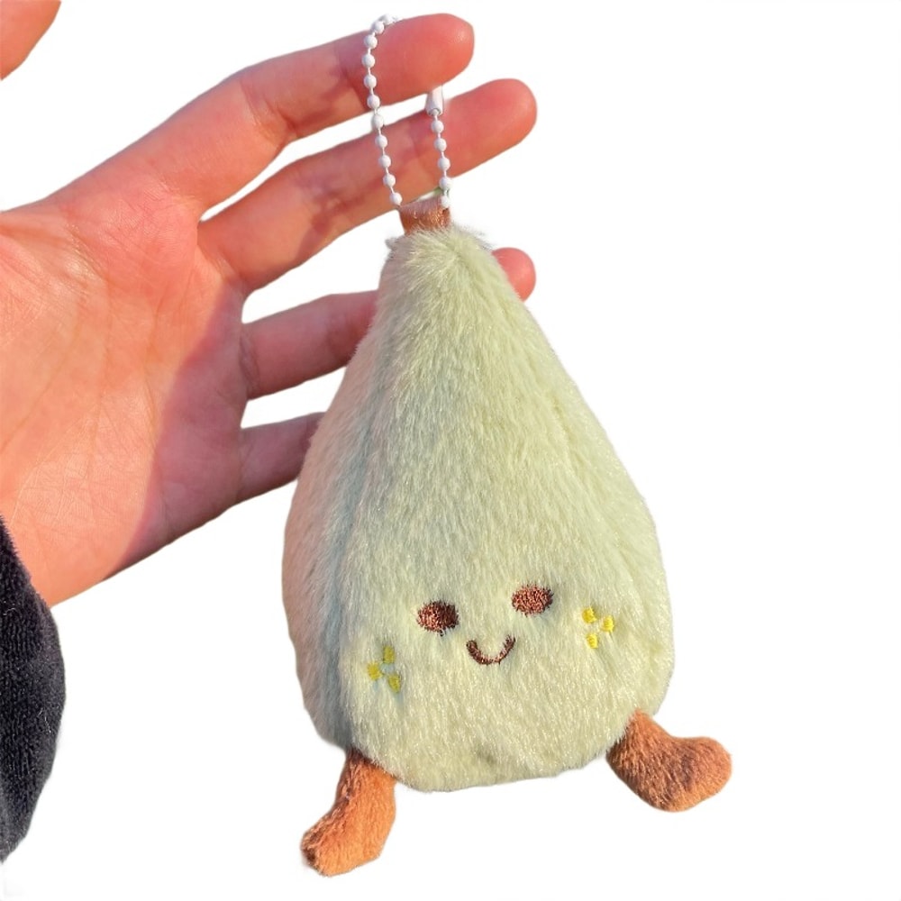 Fluffy Pear Plush Keychain Soft Stuffed Cartoon Fruit Doll Backpack Charm For Kids Adults 4