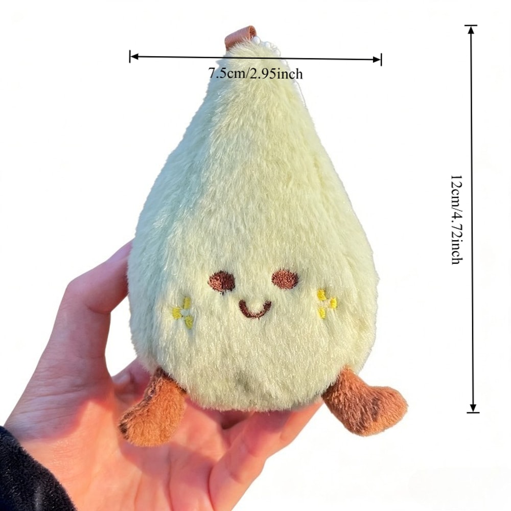 Fluffy Pear Plush Keychain Soft Stuffed Cartoon Fruit Doll Backpack Charm For Kids Adults 5