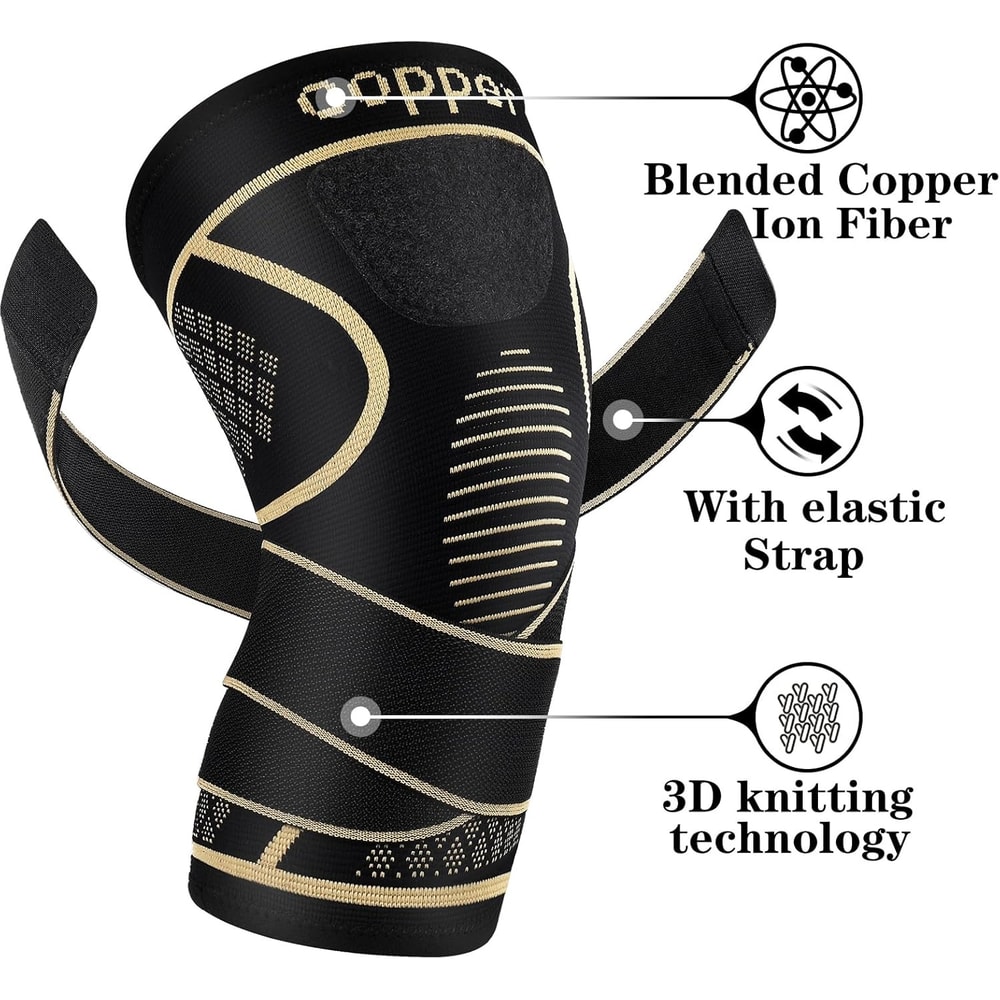Copper Knee Braces With Strap For Pain Relief Knee Compression Sleeve For Arthritis And Meniscus Te 1