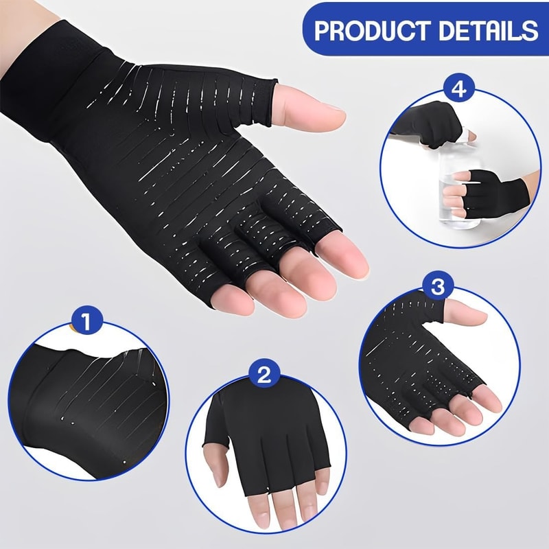Copper Arthritis Gloves For Hand Pain Relief Compression Gloves For Rheumatoid Arthritis Carpal Tun 2