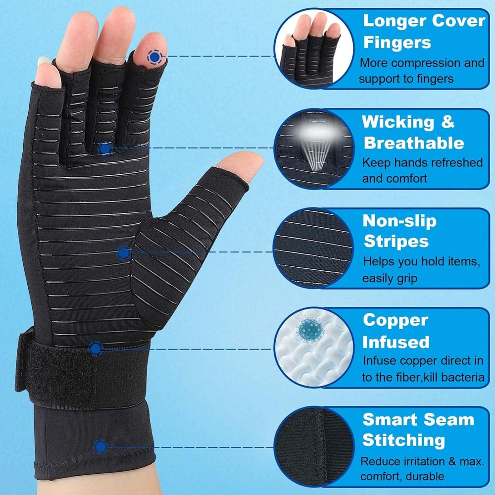 Compression Arthritis Gloves With Strap For Carpal Tunnel Relief Typing Support 2