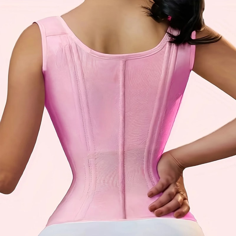 Womens Plus Size Tummy Control Corset Vest Cincher With Zipper Buttoned Closure Full Coverage Back 3