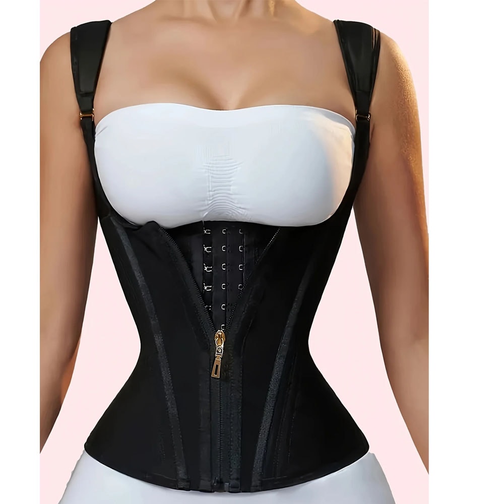 Womens Plus Size Tummy Control Corset Vest Cincher With Zipper Buttoned Closure Full Coverage Back 5