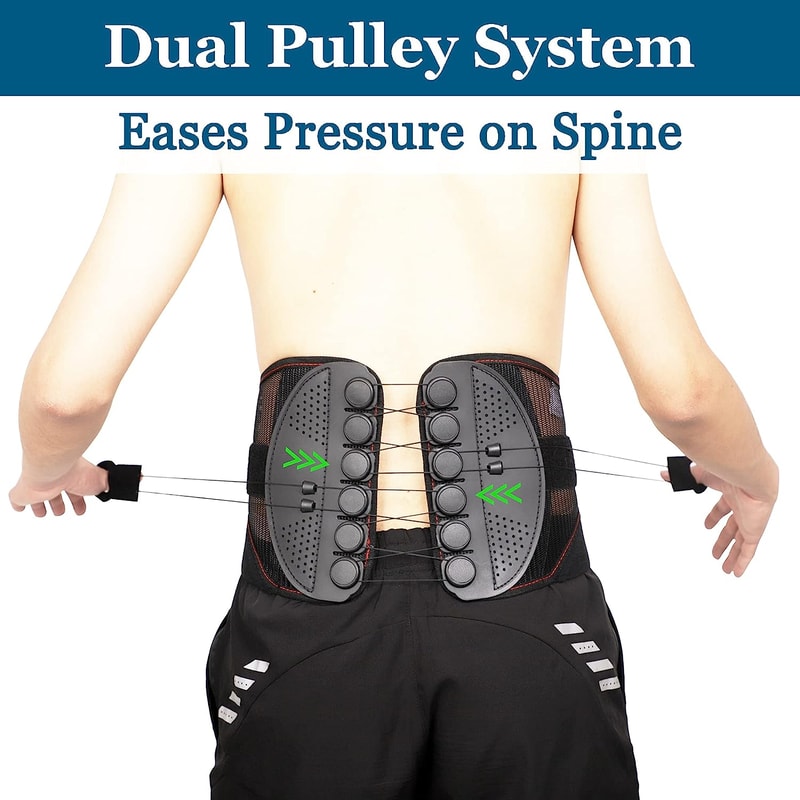 Adjustable Lumbar Support Back Brace For Lower Back Pain Relief Pulley Compression System Spine Al 3