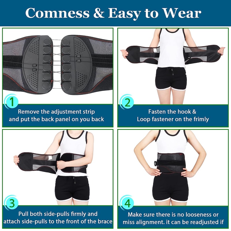Adjustable Lumbar Support Back Brace For Lower Back Pain Relief Pulley Compression System Spine Al 5