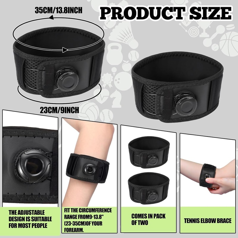 Adjustable Tennis Elbow Brace For Men And Women Tendonitis Relief Pain Reduction With Knob Type Ad 5