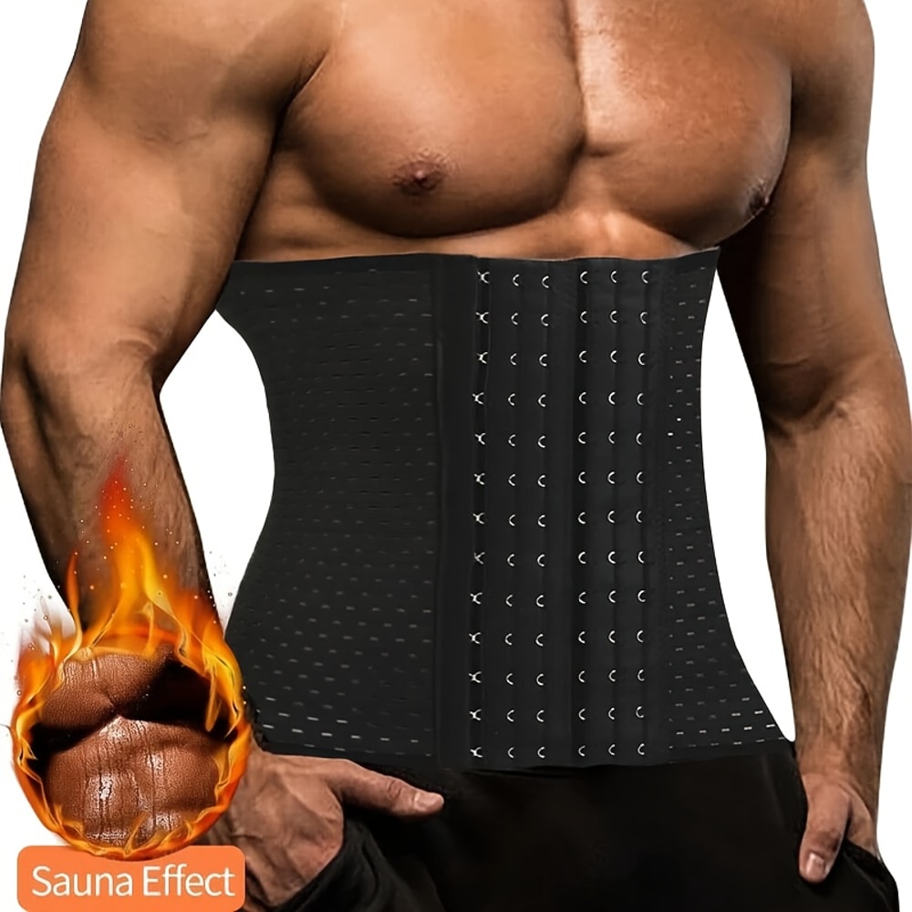 Mens Compression Waist Trainer Belt For Tummy Control Slimming Body Shaper 4