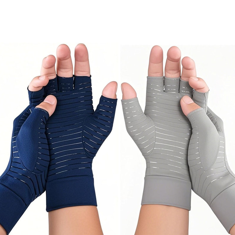 Copper Compression Gloves For Arthritis Open Finger Support For Men Women Ideal For Typing Daily 0