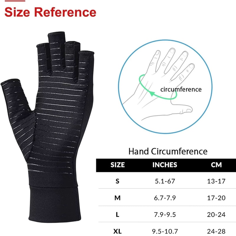 Copper Compression Gloves For Arthritis Open Finger Support For Men Women Ideal For Typing Daily 4