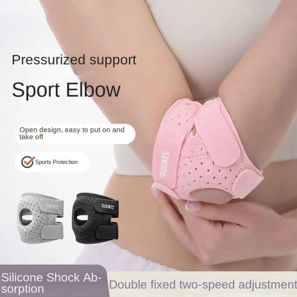 Breathable Adjustable Elbow Brace With Silicone Shock Absorption For Tennis And Basketball 0