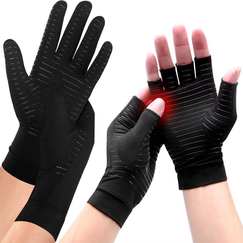 Copper Ion Fiber Arthritis Gloves For Wrist Pain Relief And Sports Support 0