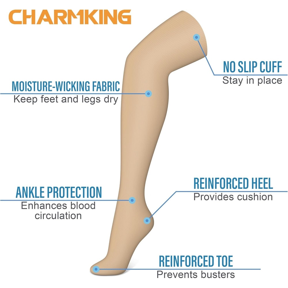 Thigh High Compression Stockings for Women & Men Closed Toe Medical Support Socks