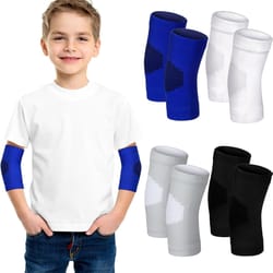 adjustable kids elbow brace sleeve breathable elbow protector for sports like tennis, football, cycling.