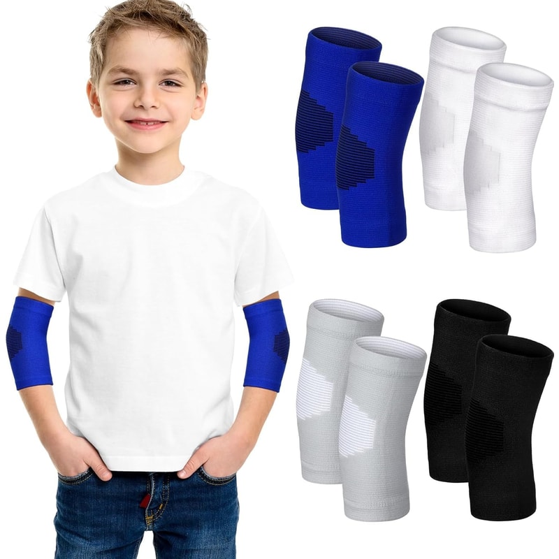 2Pcs Adjustable Kids Elbow Brace Sleeve Breathable Elbow Protector For Sports Like Tennis Football 0