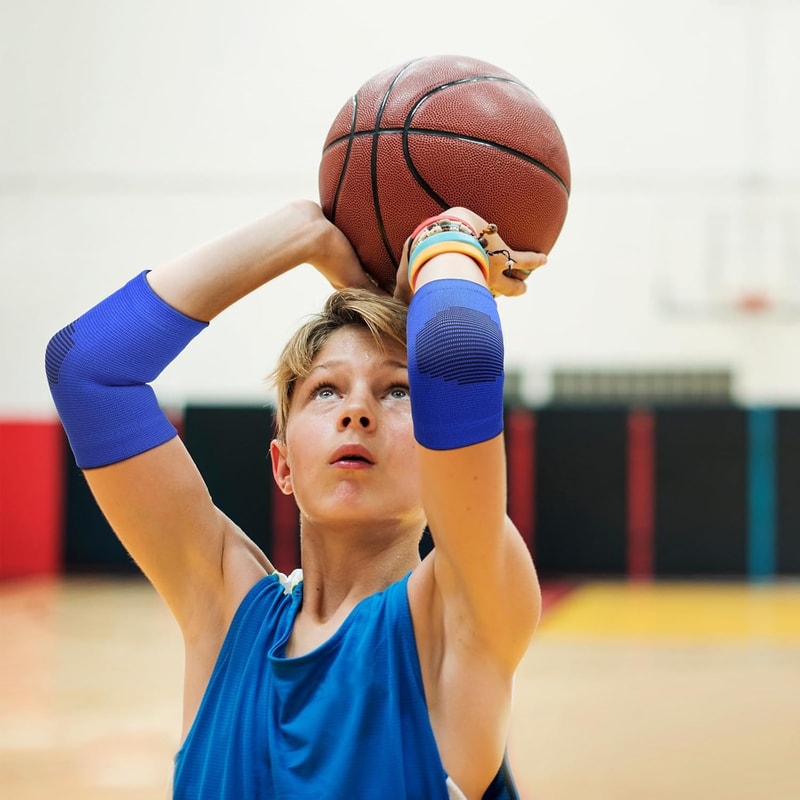 2Pcs Adjustable Kids Elbow Brace Sleeve Breathable Elbow Protector For Sports Like Tennis Football 2