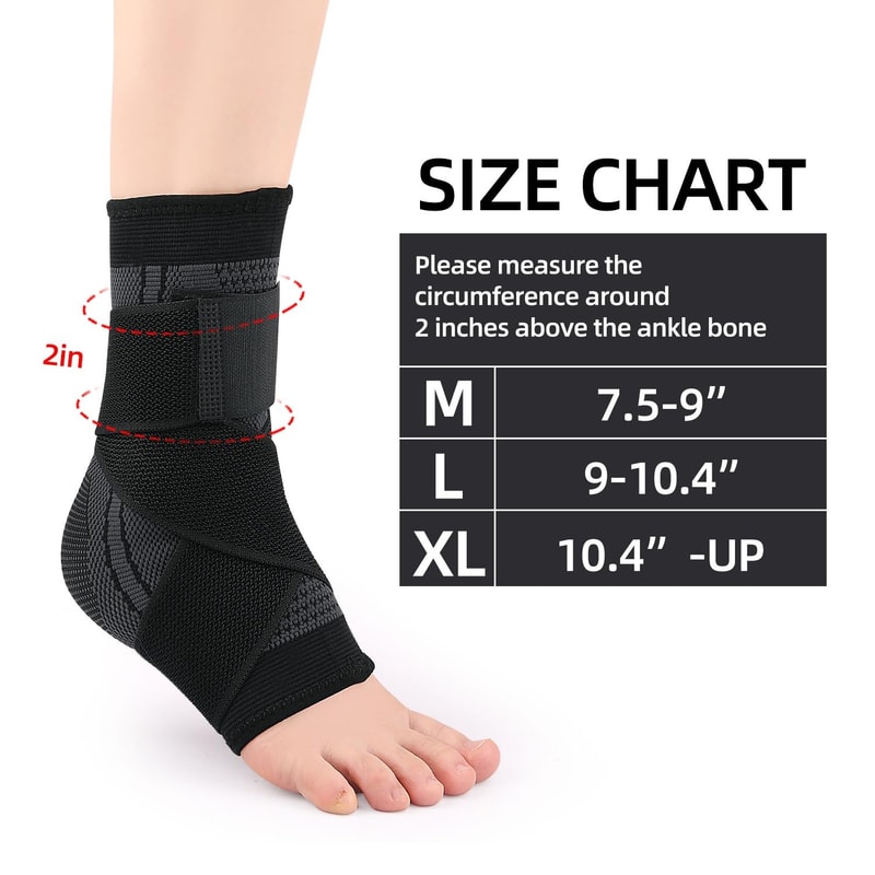 Adjustable Ankle Support Brace Breathable Compression Sleeve for Plantar Stabilization and Relief