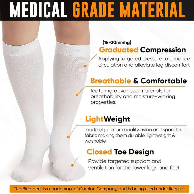 Compression Stockings For Women Men KneeHigh AntiEmbolism With Inspection Hole 3