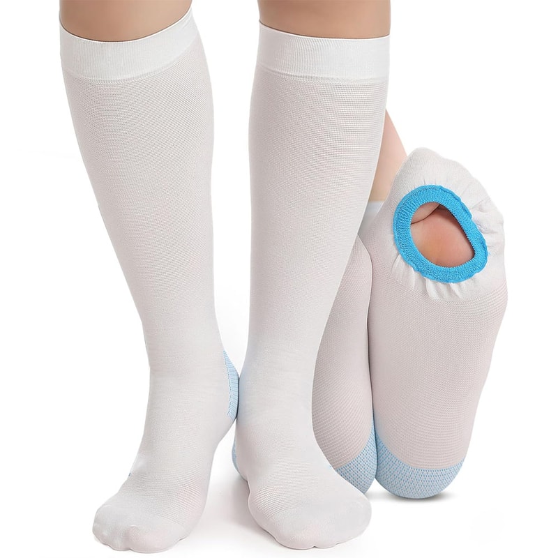 Compression Stockings For Women Men KneeHigh AntiEmbolism With Inspection Hole 1