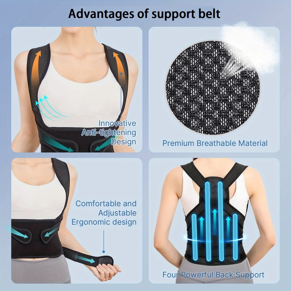 Breathable Back Brace Posture Corrector For Women And Men Full Back Support Shoulder Straightener 3