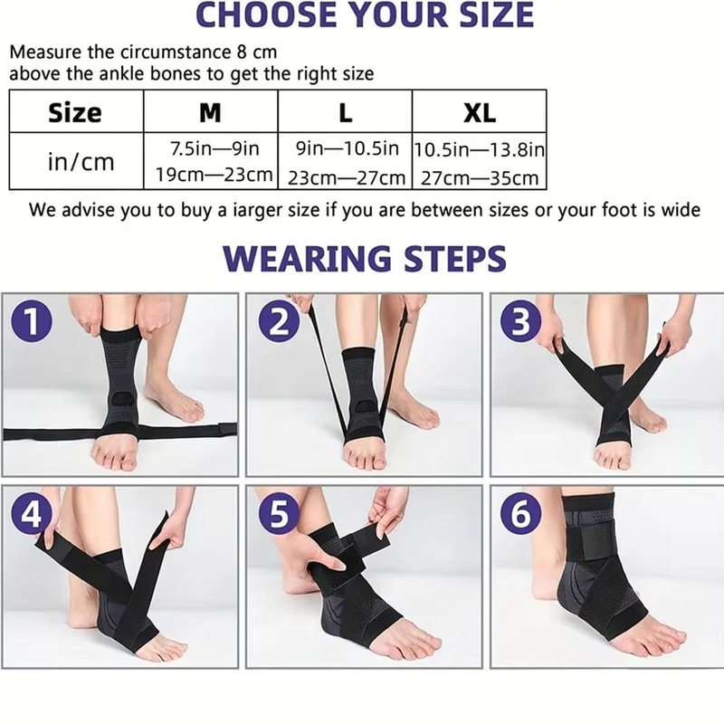 Ankle Support Brace for Achilles Tendonitis & Plantar Fasciitis Relief Compression Sleeve with Adjustable Strap.