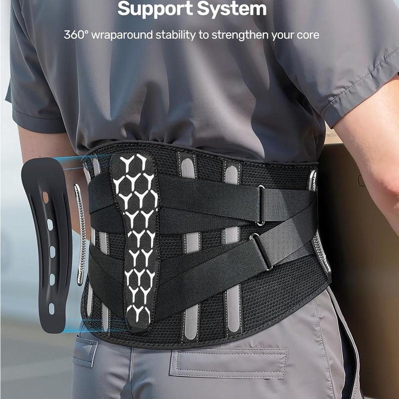 Back Support Belt For Men Women Lumbar Pain Relief With 6 Stays Sciatica Waist Support 3
