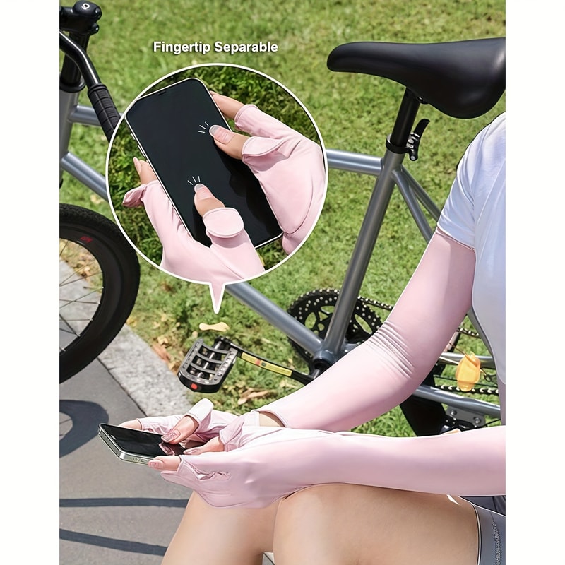 Compression Arm Sleeves With Gloves For Men Women Sun Protection For Cycling Outdoor Activities 1