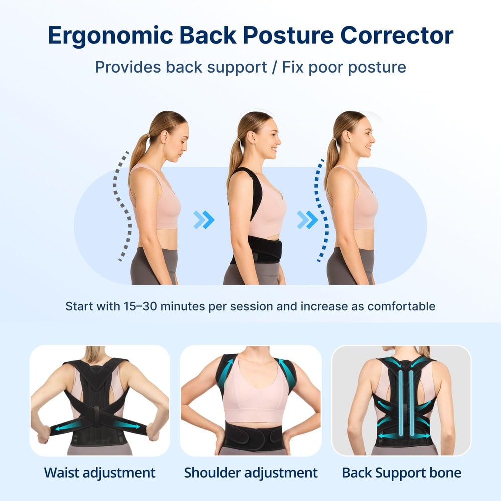 Back Shoulder Support Brace Breathable Mesh For Pain Relief And Spine Support 1