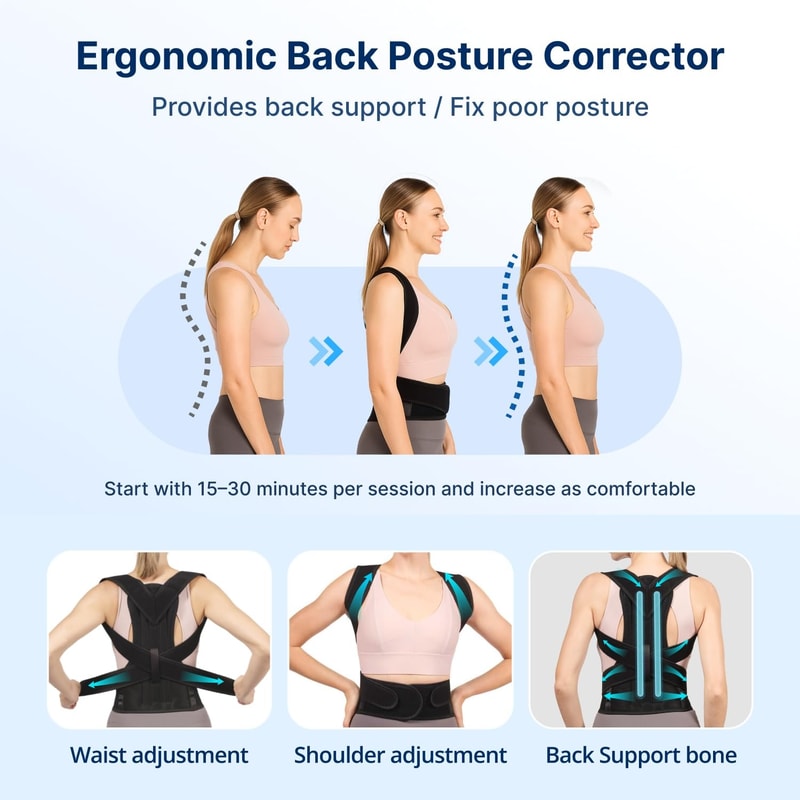 Back Shoulder Support Brace Breathable Mesh For Pain Relief And Spine Support 1