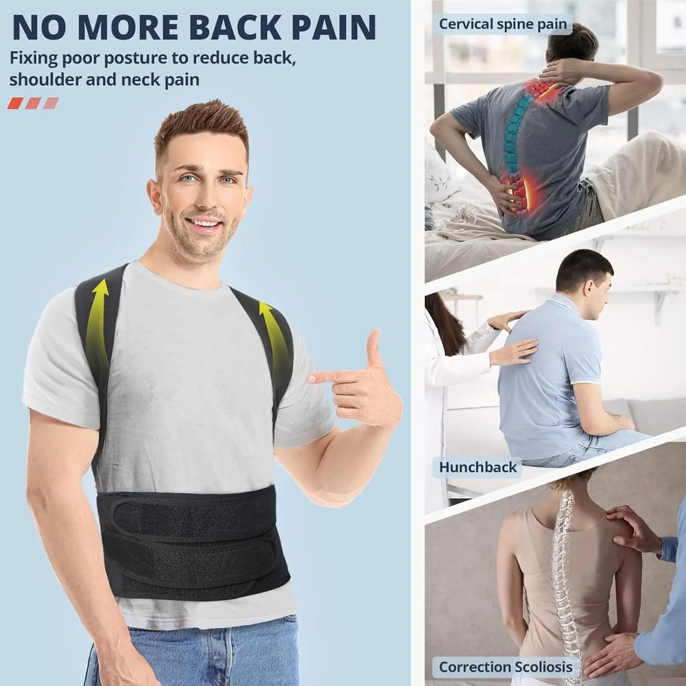 Back Shoulder Support Brace Breathable Mesh For Pain Relief And Spine Support 4