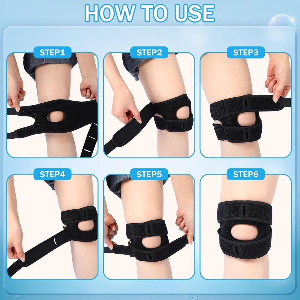 Knee Support Brace for Men & Women Adjustable Silicone Compression Sleeve Patellar Strap Wrap