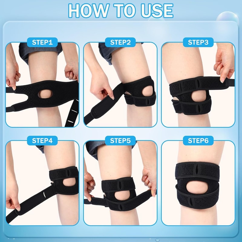Knee Support Brace for Men & Women Adjustable Silicone Compression Sleeve Patellar Strap Wrap